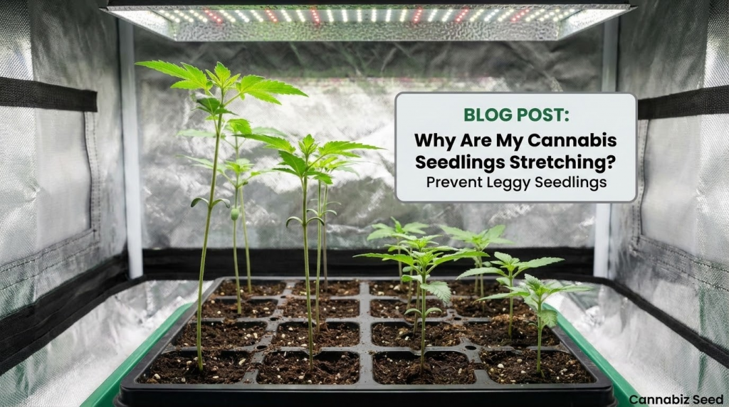 Why Are My Cannabis Seedlings Stretching? How to Prevent Leggy Seedlings | Cannabiz Seed Why Are My Cannabis Seedlings Stretching? How to Prevent Leggy Seedlings