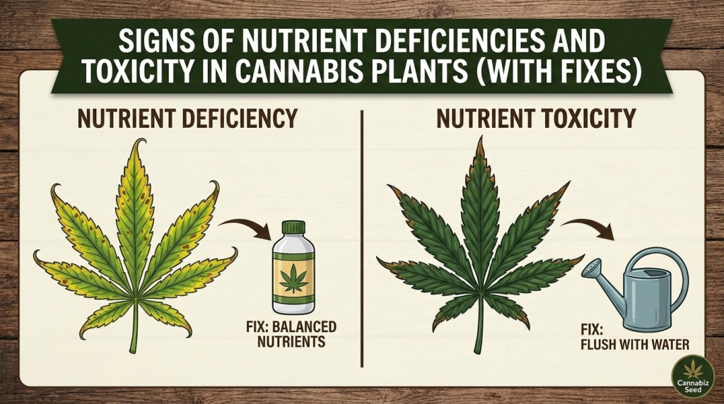 Segni di carenza di nutrienti e tossicità nelle piante di cannabis (con le soluzioni)